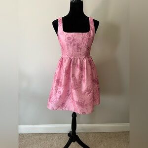 Forever 21 Pink Floral Square-Neck Casual Dress